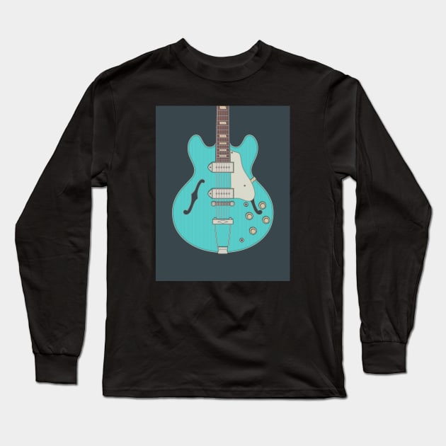 Turquoise Kasino Guitar Long Sleeve T-Shirt by milhad